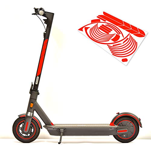 m2medien Aufkleber-Set (30-teilig) Sticker-Set auf 35x24cm Bogen geeignet für Segway Ninebot Max G30 E-Scooter - Achtung nur für G30! (Neon-Rot (Rotorange)) von m2medien