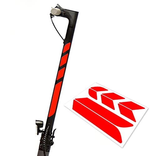 Lenkstange Aufkleber Bogen Universal für E-Scooter ca. 34-44cm Lang und 3cm Breit (Neon-Rot (Rotorange)) von m2medien