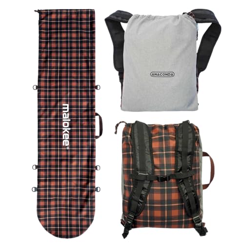 malokee Snowboardtasche 165cm x 42cm - wasserdichte Sporttasche Für Snowboard - 2in1 Snowboardsack und Schuhrucksack - 3 Optionen zum Tragen Snowboard Hülle (Cappuccino) von malokee