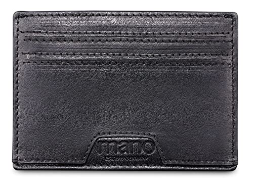 mano Don Marco Kartenetui Geldbörse – Herren Damen Leder Kreditkartenbörse - Credit Card Holder Wallet, Schwarz von mano