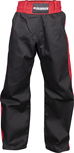 manus Kickboxhose mit Seitenstreifen - Gr. L = 180 cm, schwarz-rot von manus