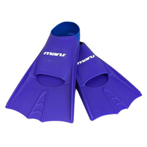 Maru Trainingsflossen, Silikon-Schwimmflossen für stärkere, schnellere Tritte mit größerem Antrieb, verwendet für Training, Unisex-Schwimmflossen für Erwachsene und Kinder (Violett/Blau, Größe 9/11 von maru