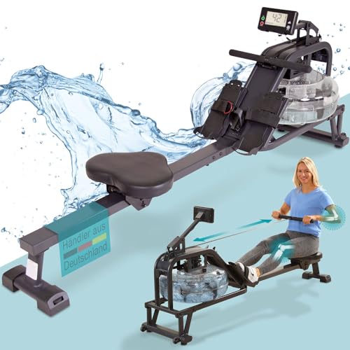 maxVitalis Wasser-Rudergerät: Ruderzugmaschine mit Wasserwiderstand, Rower für zuhause, platzsparend und authentisches Rudergefühl von maxVitalis