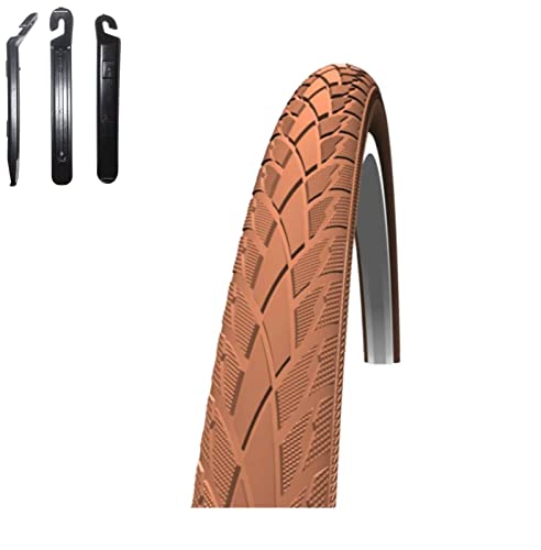 1 x Schwalbe Road Cruiser Fahrradreifen Braun 47-559 (26 x 1,75) inkl. 3 Reifenheber von maxxi4you