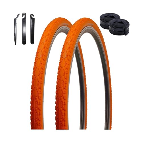2 x Kenda K-935 Fahrradreifen Fahrradmantel Orange 40-622 (28 x 1,5) + 2 x Schläuche SV inkl. Reifenheber von maxxi4you