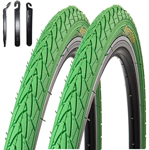 2 x Roverstone Fahrradreifen Drahtreifen Grün 28 x1,4 (37-622) inkl. Reifenheber von maxxi4you
