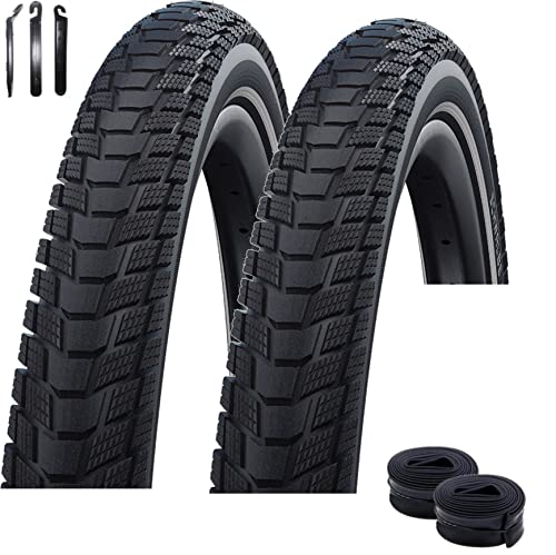 2 x Schwalbe Fahrradreifen Draht Pick Up Performance Schwarz mit Reflex 55-406 (20 x 2.15) + 2 x Schwalbe Schläuche DV7 inkl. Reifenheber von maxxi4you