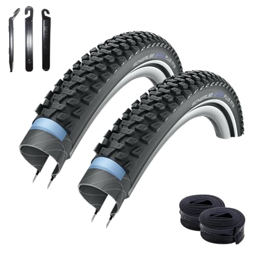 2 x Schwalbe Marathon Plus MTB Unplattbar Reifen mit Reflex 57-584 (27,5 x 2.25) + 2 Schwalbe Schläuche SV19 inkl. 3 Reifenheber von maxxi4you