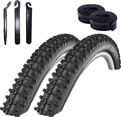 2 x Schwalbe Smart Sam Fahrradreifen Fahrradmantel 60-584 (27,5 x 2,35") + 2 Schläuche SV19 inkl. 3 Reifenheber von maxxi4you