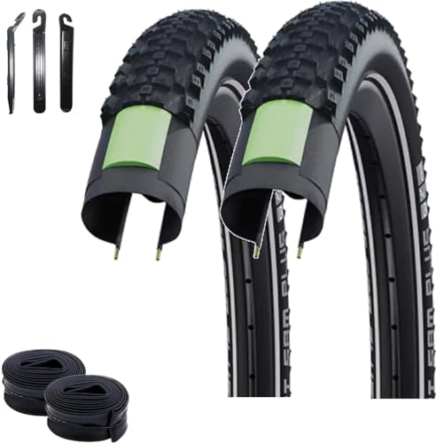 2 x Schwalbe Smart Sam Plus Performance E-50 DD Greenguard Schwarz-Reflex 57-584 (27.5 x 2.25) + 2 x Schwalbe Schläuche AV19 inkl. Reifenheber von maxxi4you