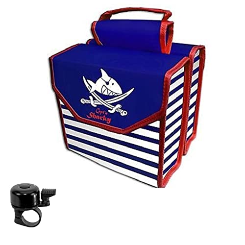 Gepäckträgertasche Capt`n Sharky Kinderfahrrad Doppeltasche Fahrradtasche Gepäckträger inkl. Fahrradglocke von maxxi4you