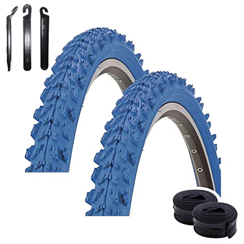 Angebot-Set / 2 x Kenda K-829 Psycho 24" MTB Fahrradreifen Fahrradmantel Blau 50-507 (24 x 1.95) + 2 passende Schläuche DV inkl. 3 Reifenheber von maxxi4you