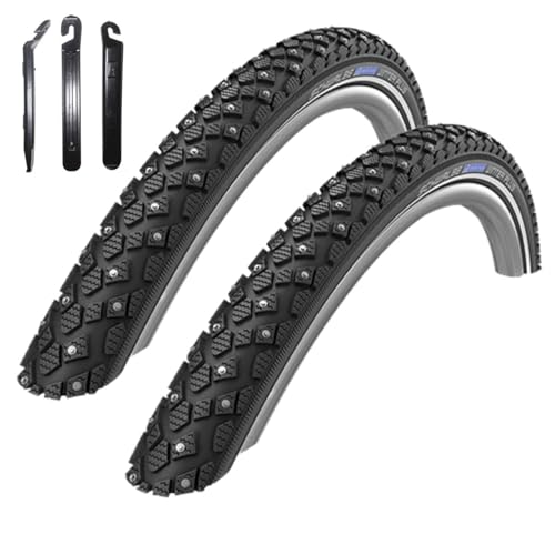 Angebot-Set / 2 x Schwalbe Marathon Winter Plus Schwarz mit Reflex 47-559 (26 x 1.75) inkl. 3 Reifenheber von maxxi4you