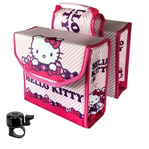 Gepäckträgertasche Hello Kitty Kinderfahrrad Doppeltasche Fahrradtasche Gepäckträger inkl. Fahrradklingel von maxxi4you
