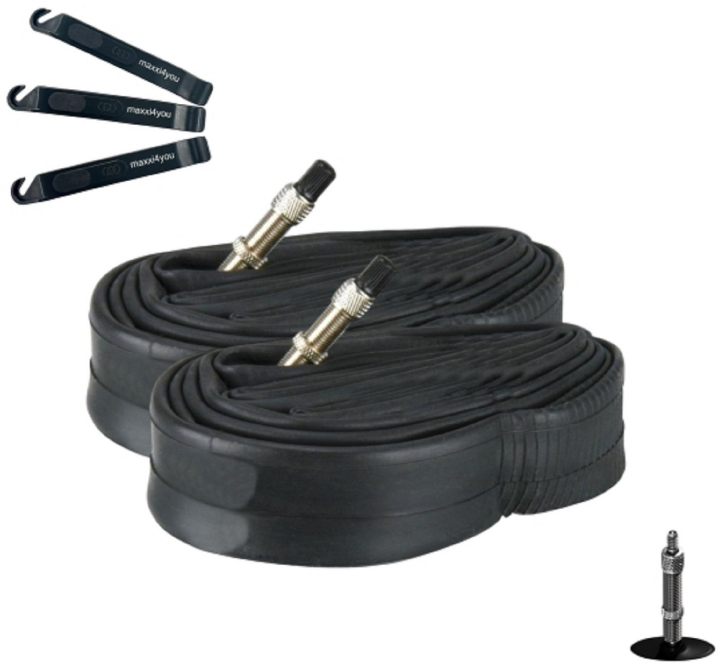 maxxi4you Fahrradschlauch 2 x Fahrradschlauch DV 27/28" Zoll 28/47-622/635 inkl. Reifenheber von maxxi4you