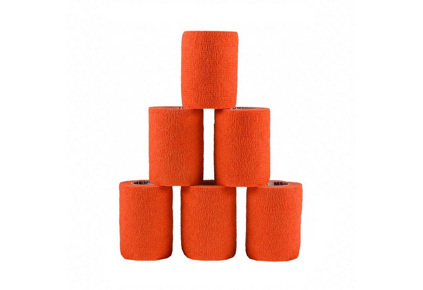meDDio Pferdebandage 1/3/6 Haftbandagen Größe+Farbe wählbar - selbsthaftende Bandage, 6 Stück 7.5 cm orange von meDDio