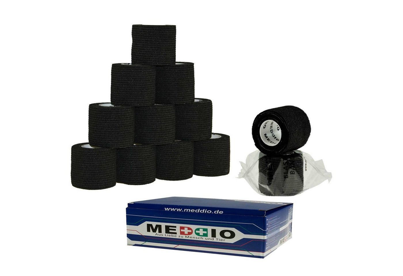 meDDio Pferdebandage 12 Haftbandagen Größe+Farbe wählbar, black velvet von meDDio