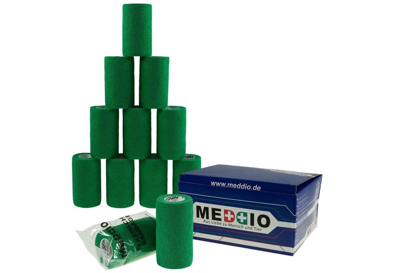 meDDio Pferdebandage 12 Haftbandagen Größe+Farbe wählbar, natural green von meDDio
