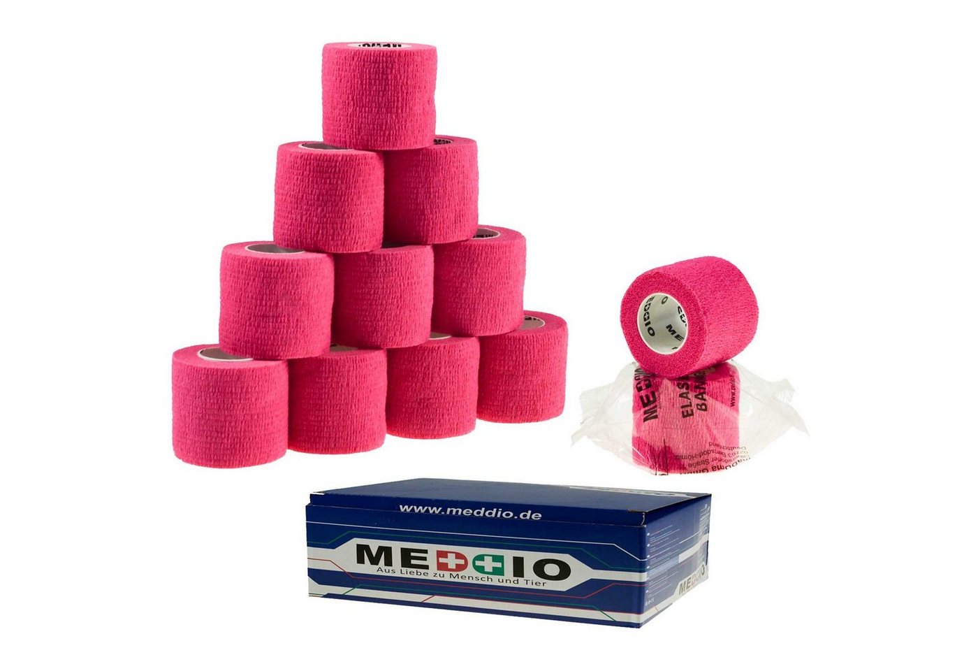 meDDio Pferdebandage 12 Haftbandagen Größe+Farbe wählbar, pink energy von meDDio