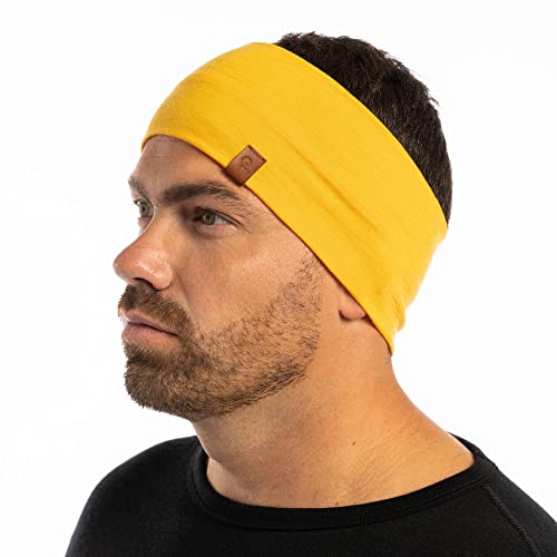 menique Stirnbänder für Herren, Schweißbänder für Sport, Workout, 100 % Merinowolle, Laufstirnband (Power Mango, Einheitsgröße) von menique