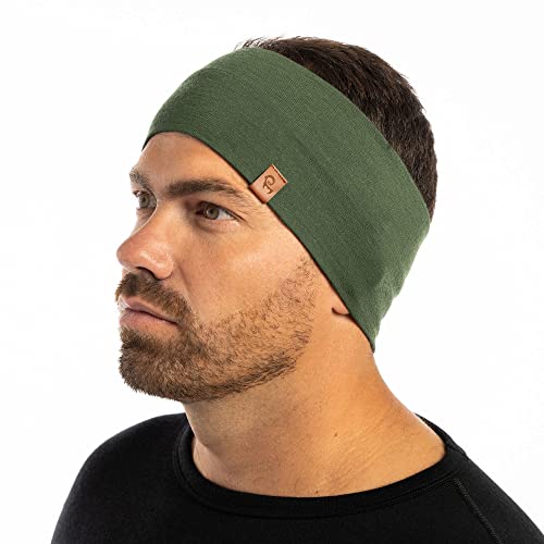 menique Stirnbänder für Herren, Schweißbänder für Sport, Workout, 100% Merinowolle, Laufstirnband (universal, dunkelgrün) von menique