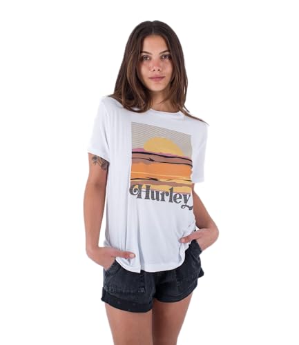 Hurley meta Sportswear LLC Damen Sunrise Girlfriend Tee Tshirt, weiß, S von Hurley