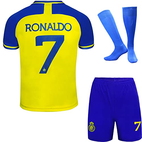metekoc NASSR Riyadh Al Heim Ronaldo #7 Football Fußball Kinder Trikot Shorts Socken Jugendgrößen (Heim,16) von metekoc