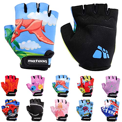 Meteor Unisex Kinder Fahrradhandschuhe Bike - Gel BMX Handschuhe, DINOSAUR, Gr.-Jr S/ Handweite- 6.5-7cm von meteor