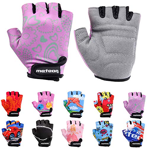 Meteor Unisex Kinder Fahrradhandschuhe Bike - Gel BMX Handschuhe, FLOWER, Gr.-Jr M/ Handweite- 7-7.5cm von meteor