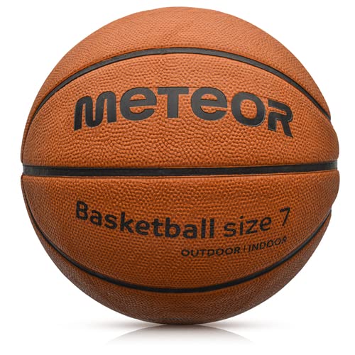 meteor® Cellular PRO Kinder Basketball Größe # 5 6 7 ideal auf die Jugend Kinderhände abgestimmt idealer Basketball für Ausbildung weicher Basketball mit griffiger Oberfläche (#7, Cellular - Brown) von meteor