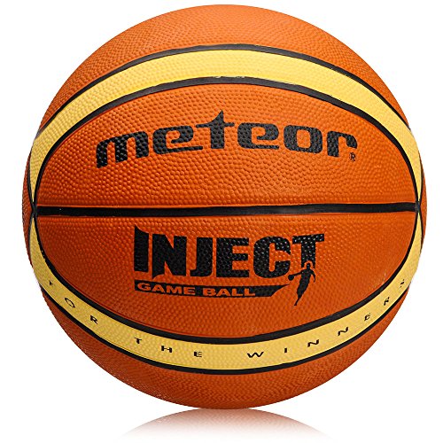 meteor® Inject: Basketball - Größe #7, 14 Paneele, Braun und Beige, idealer Basketball für Ausbildung/weicher Basket Ball mit griffiger Oberfläche, von meteor