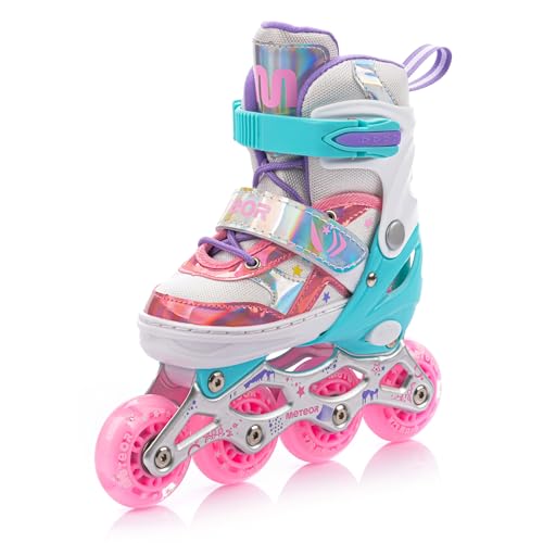 meteor® Inlineskates 4in1 Kinder Inliner Rollschuhe Roller Blades Quad Skates Carbon Kinder Inlineskates Verstellbar Schuh Big Wheels von meteor