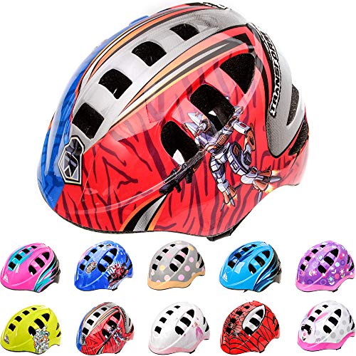 meteor® Kinderfahrradhelm Sicherer Fahrradhelm Kinder-Helm rollerhelm mädchen kinderfahrradhelm für Mountainbike Inliner skaterhelm BMX fahradhelm Scooter Jungen Bike Helmet SIZE: S 48 bis 52 cm 210 g von meteor