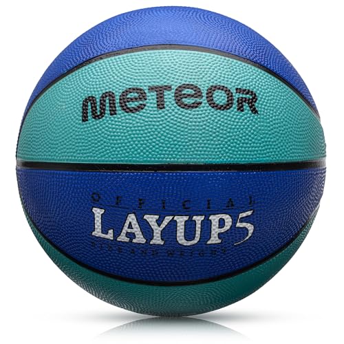 meteor® Layup Kinder Mini Basketball Größe #5#6#7 ideal auf die Jugend Kinderhände von 4-8 Jährigen abgestimmt idealer Basketball für Ausbildung weicher Basketball (Größe 5 (Kinder), Blau) von meteor