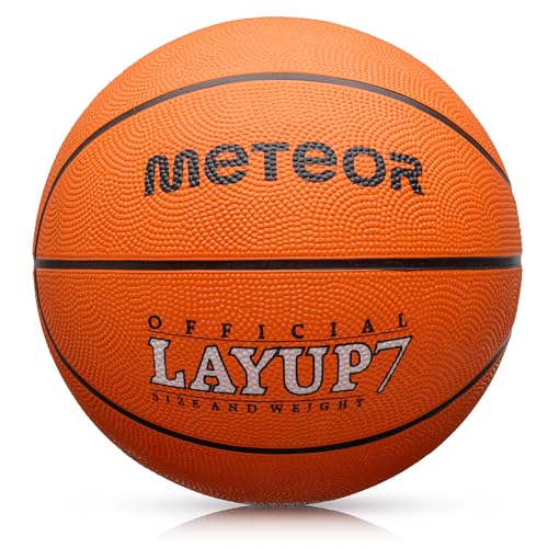 meteor® Layup Kinder mini Basketball Größe #5 ideal auf die Jugend Kinderhände von 4-8 Jährigen abgestimmt idealer Basketball für Ausbildung weicher Basketball mit griffiger Oberfläche (Größe 7 (Herren), Orange) von meteor