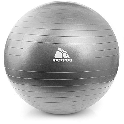 meteor Exercise Ball Fitness Ball Swiss Ball Extra Thick Anti-Slip Anti-Burst Heavy Duty Ball Chair Birthing Ball Yoga Pilates Gym Home Exercise Available in 4 Sizes: 55, 65, 75, 85cm Quick Pump von meteor