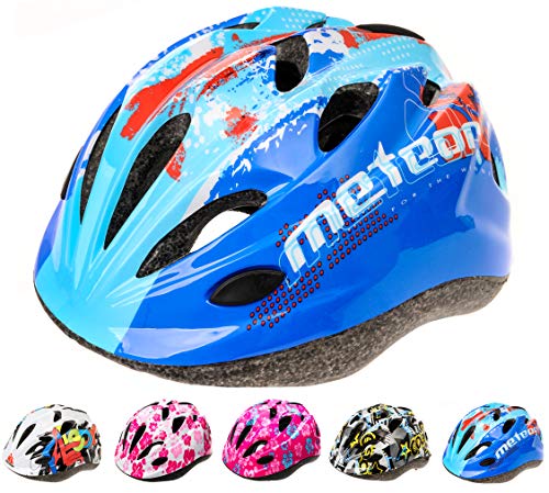 Meteor-Kinder Fahrradhelm, Skaterhelm, Sicherheitshelm METEOR (MAP Blue, S 48-52cm 200g) von meteor