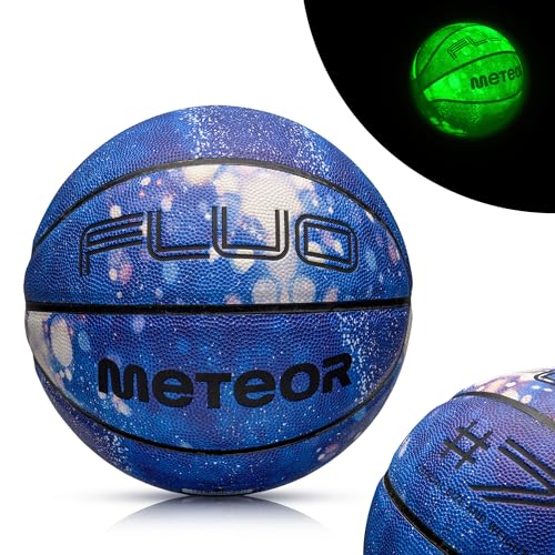 Meteor Leuchtender Basketball Größe #7 - Fluoreszierender Glow-in-The-Dark Ball für Ausbildung, Jugend und Kinder - Sei der Star auf dem Court von meteor