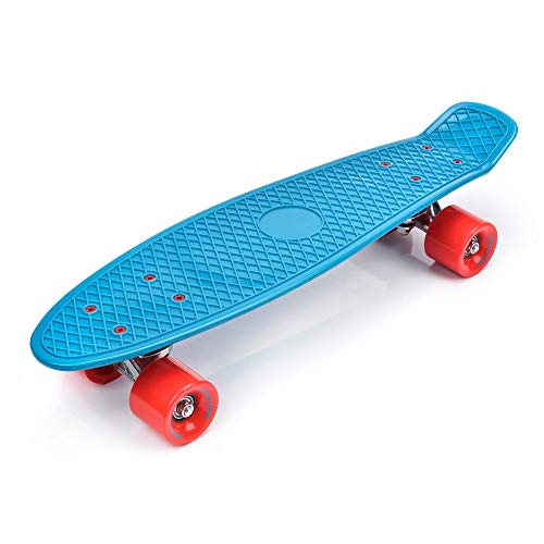 METEOR Mini-Cruiser Skateboard Kunststoff Board im Retro-Stil Anti-Rutsch Blau 