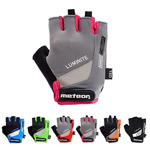 meteor radhandschuhe MTB Handschuhe Herren Gel GX31 Green fahrradhandschuhe Mountainbike Handschuhe - Radsport Handschuhe Damen - Radsporthandschuhe Downhill Fahrrad Handschuhe Kinder (M, Rosa) von meteor