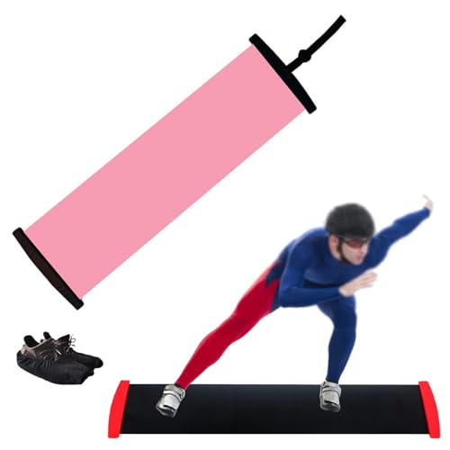 Fitness-Schiebebrett mit Schuhüberzug, Gleitbrett mit Endstoppern, Übungsanleitung für Beintraining, Fitness (Größe: 140 x 50 cm, Farbe: Rosa) von miaosssM