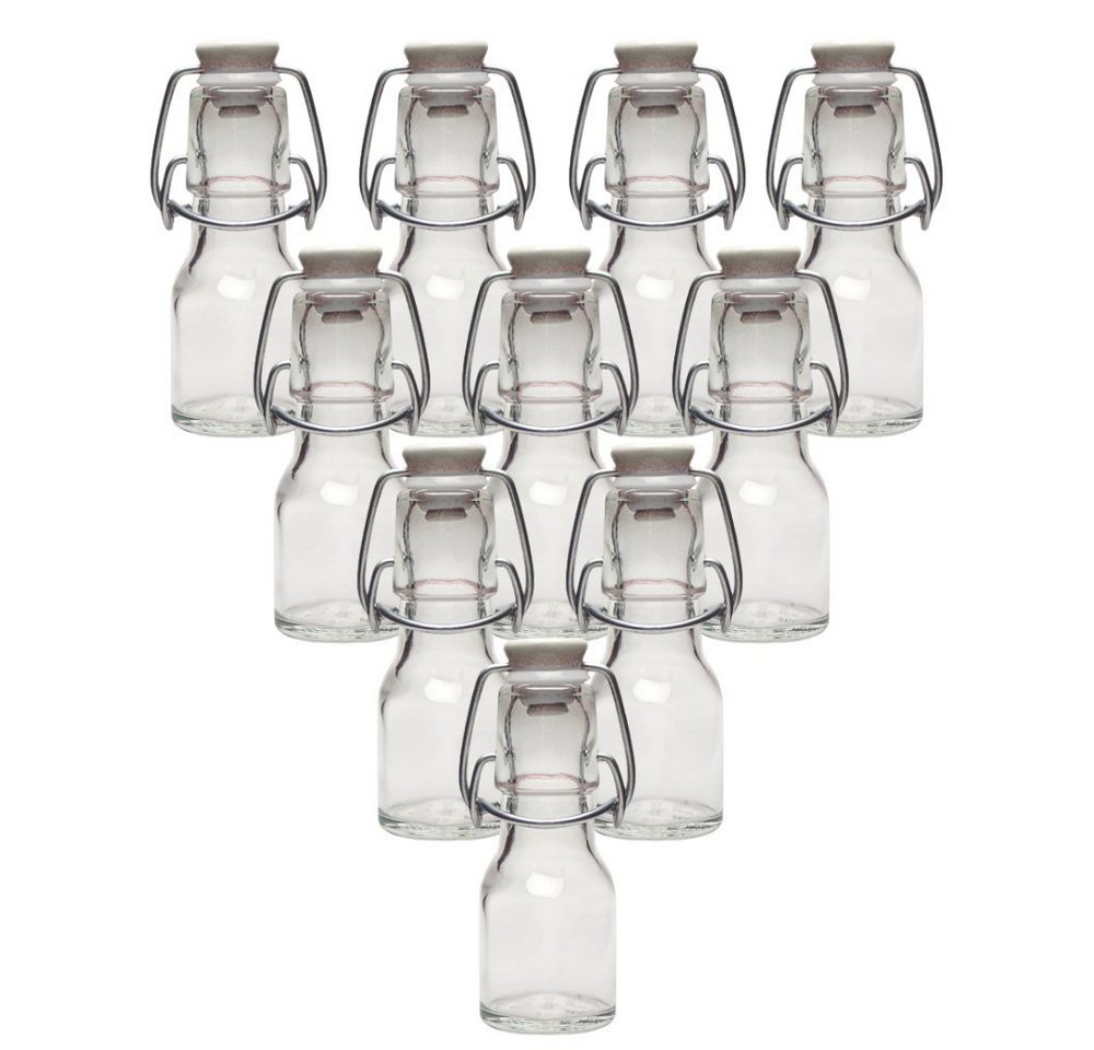 mikken Trinkflasche Mini Bügelflaschen 50 ml Set kleine Glasflaschen mit Bügelverschluss von mikken