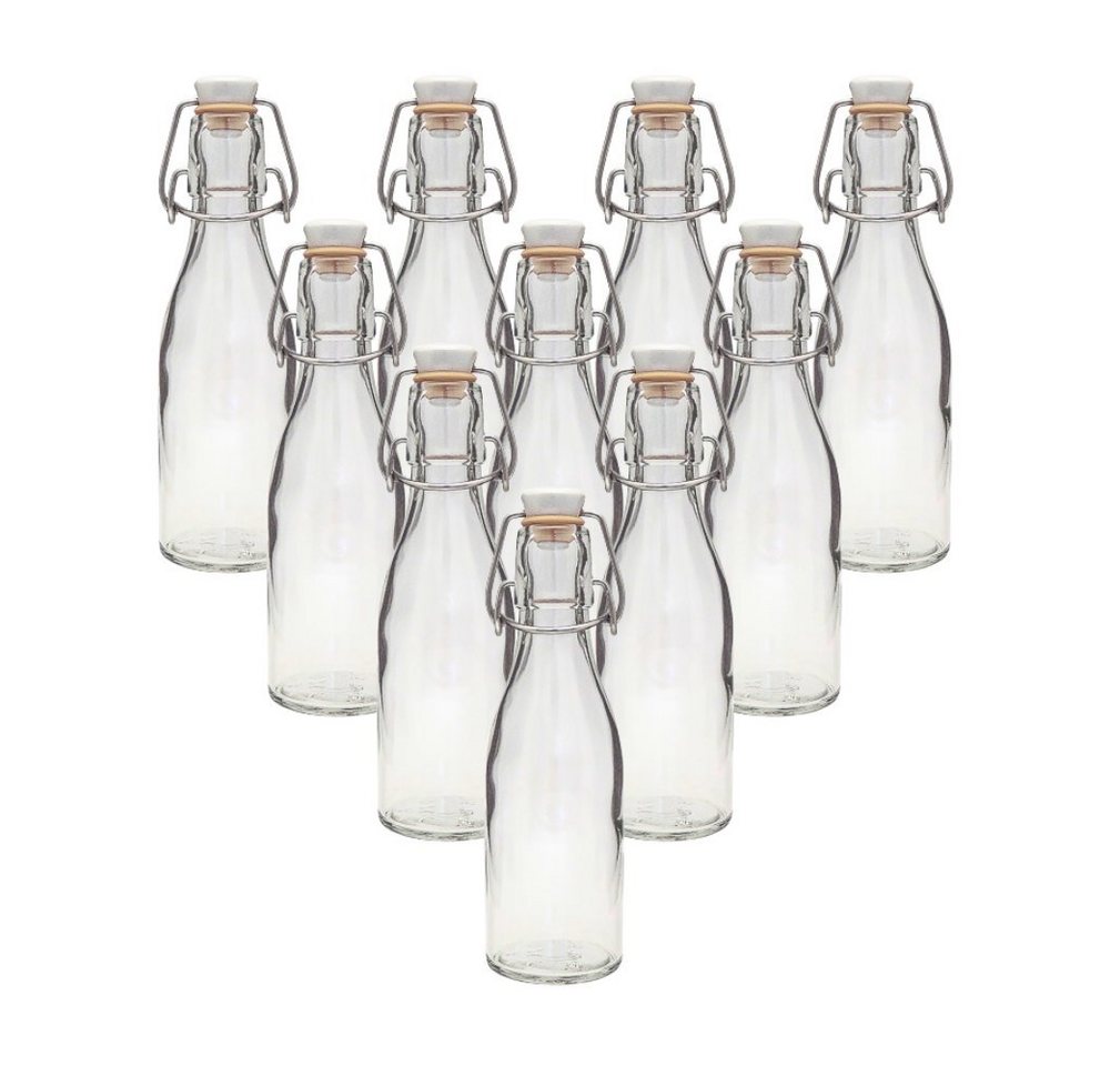 mikken Trinkflasche Set Bügelflaschen 250 ml Glasflaschen mit Bügelverschluss + Etiketten von mikken