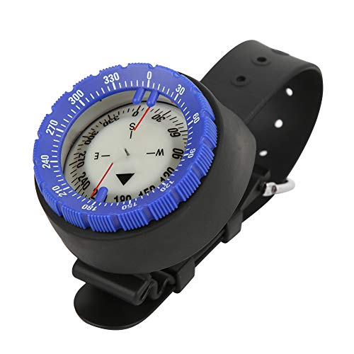 minifinker Handgelenk-Kompass, robuster ABS-Positionierungssäulen-Tauchkompass, genaue Skala, 50 Meter wasserdicht für Unterwasser-Höhlenexpeditionen(Blau) von minifinker