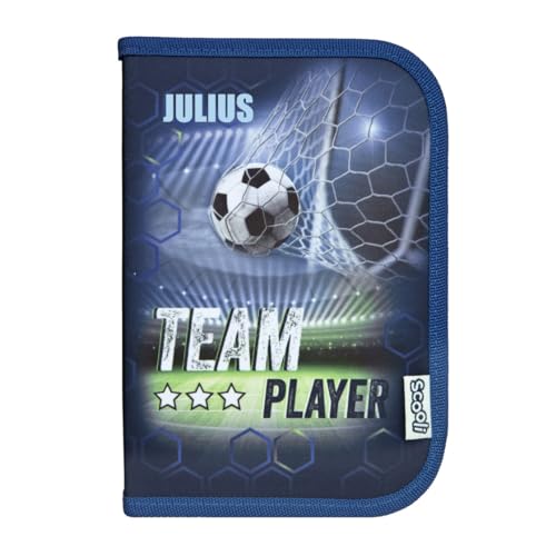 minimutz Federmappe Fußball Jungen - Personalisiert mit Name - Federtasche Team Player mit Inhalt Stiften - Schüleretui Grundschule Schulanfang Kinder von minimutz