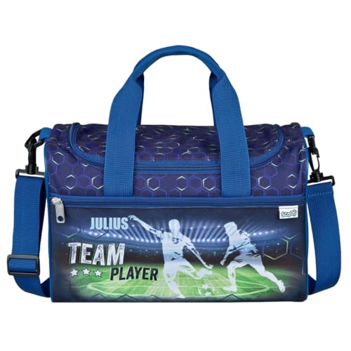 minimutz Sporttasche Fußball Jungen klein - Personalisiert mit Name - Reisetasche Kindertasche - 2 Fächer mit Umhängegurt von minimutz