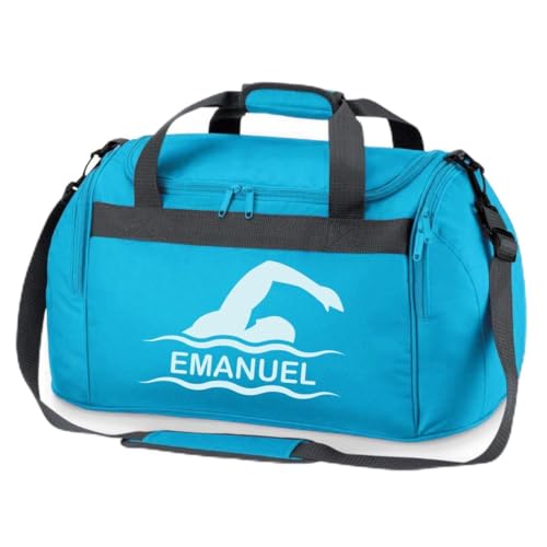 minimutz Sporttasche Schwimmen für Kinder - Personalisierbar mit Name - Schwimmtasche Duffle Bag für Mädchen und Jungen (türkis) von minimutz