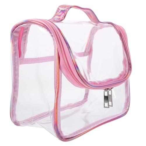 minkissy Transparente Reise-Kulturtasche Aus PVC Tragbare Make-Up-Tasche Aufbewahrung Kosmetiktasche Für Frauen Kosmetik-Tragetasche Rosa von minkissy