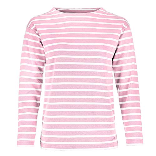 modAS Bretonisches Damen Fischerhemd Langarm Streifen Hemd rosa/weiß gestreift 2500D_14 Größe 44 (Damen) / 52 (Herren) von modAS