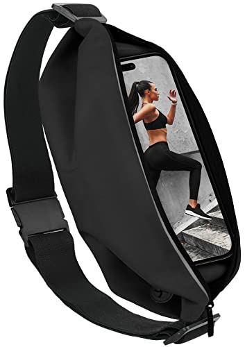 moex® Easy Bag für Amazon Fire Phone Laufgürtel für Handy, Lauftasche Jogging, Handytasche zum Joggen, Sport Bauchtasche wasserdicht, Fitness Running Belt – Schwarz von moex